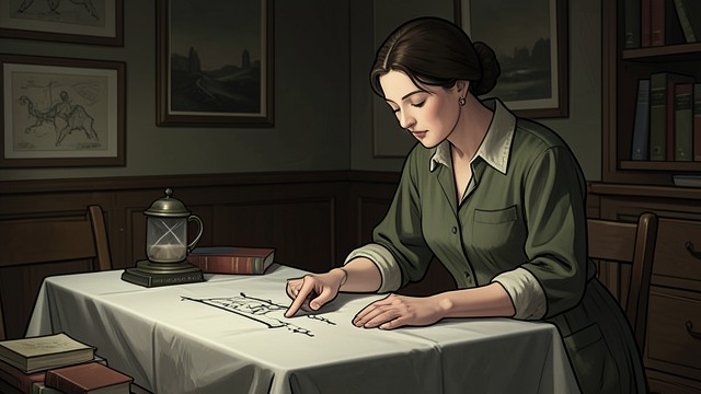 The Tree’s Position from "To the Lighthouse". A Compositional Clue Discovery A mark on the tablecloth reminds Lily that the tree should move nearer the middle of her picture.