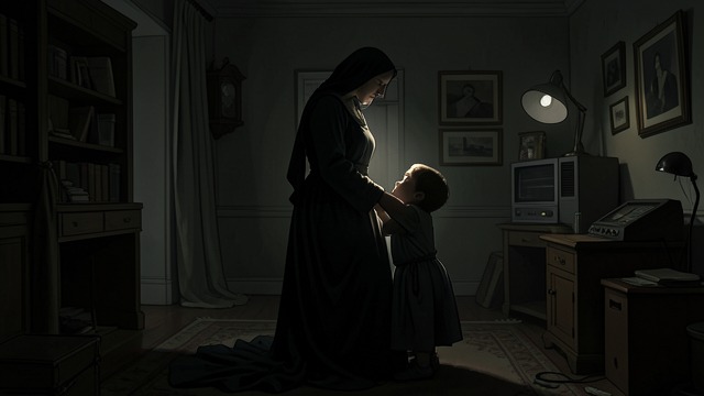 A Mother and Child in Shadow from "To the Lighthouse". Tribute Without Likeness Explanation Lily says that a mother and child may be rendered through shadow and light without irreverence.