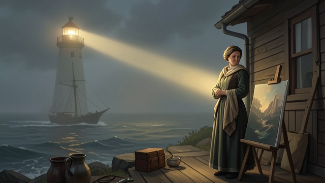 The Beacon Recedes from "To the Lighthouse". A Distant Conclusion Distance The Lighthouse grows faint in the haze as Lily watches the boat reach its destination.