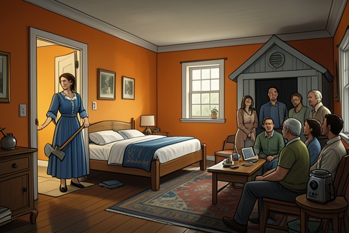 Four Friends Move In from "Auerhaus". The friends begin making the house livable. Vera paints the small rooms orange, while Frieder paints his bedroom white and pale blue and hangs a mock menu…