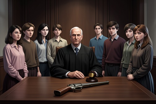 The Auerhaus Verdict from "Auerhaus". Cäcilia’s lawyer persuades the court that she was drawn into the group’s misbehavior by bad influences, and the case against her is dismissed.