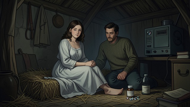 Intimacy on the Hayloft from "Auerhaus". Intimacy on the Hayloft A Quiet Retreat Overwhelmed by the crowded party, Pauline retreats to the hayloft with Höppner.