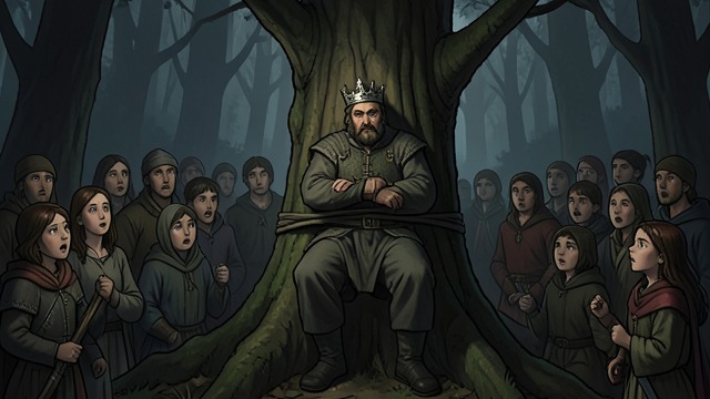 The King Bound from "The Last Battle". The King Bound Public Humiliation Captured and tied to a tree, Tirian watches the Ape claim authority over frightened Narnians.