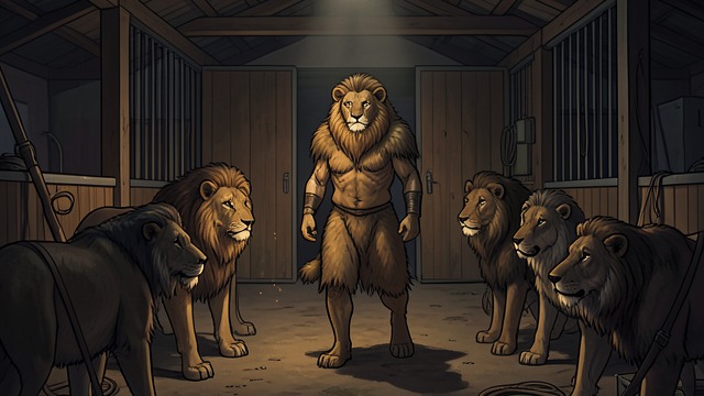 The Nightly Spectacle from "The Last Battle". The Nightly Spectacle A Distant Figure Puzzle, concealed in the Lionskin, emerges from the stable under firelight.