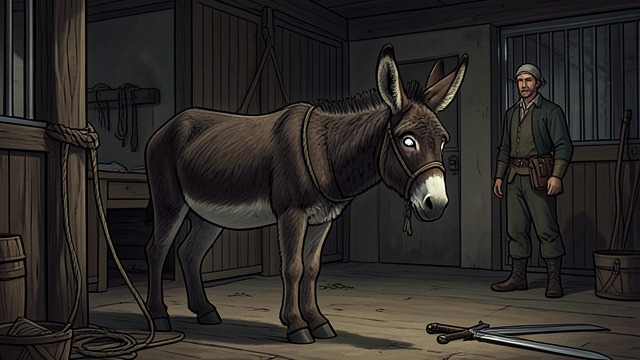 The Donkey’s Captivity from "The Last Battle". The Donkey’s Captivity A Role Imposed Puzzle is kept in the stable and brought out as a false Aslan.