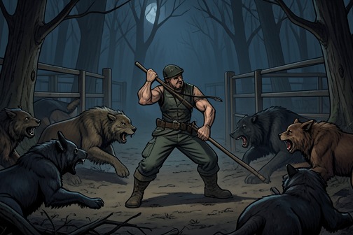 pyuika corral attack from "The Deer King". The pyuika corral attack is a nighttime assault by black beasts that draws Van into a violent defense of the animals and the people around them.
