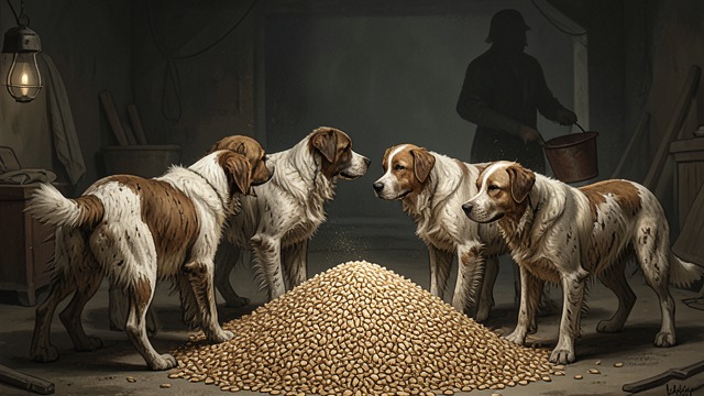 基恩玛的记述,《鹿王》中的场景。猎犬的历史 令人不安的传统 托马索尔和希坎讲述了阿赫法尔奥玛如何沿用与基恩玛及死马相关的做法饲养罗柴犬。他们的叙述提供了一种可能的途径,说明疾病如何进入动物体内。 罪责仍不确定 托马索尔坚持认为,这些犬只是在吃下有毒杂交谷物后死亡,而不是成为安全的携病者。这段历史暗示两者存在关联,却不能证明这是蓄意策划。
