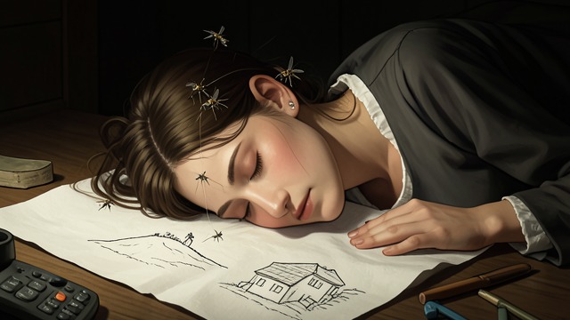 The Girlfriend’s Story from "Blind Willow, Sleeping Woman". A World Drawn on Napkins A sleeping woman invented The girlfriend sketches a hill, a house, a sleeping woman, and blind willows whose flies enter her ear.