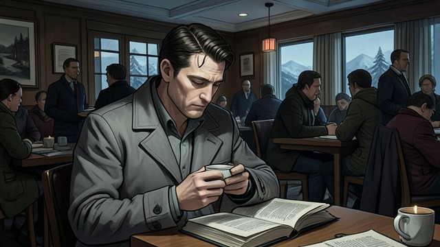 Meeting in the Ski Hotel from "Blind Willow, Sleeping Woman". The Man Made of Cold A fixed presence At a crowded ski hotel, the Ice Man sits apart and reads.
