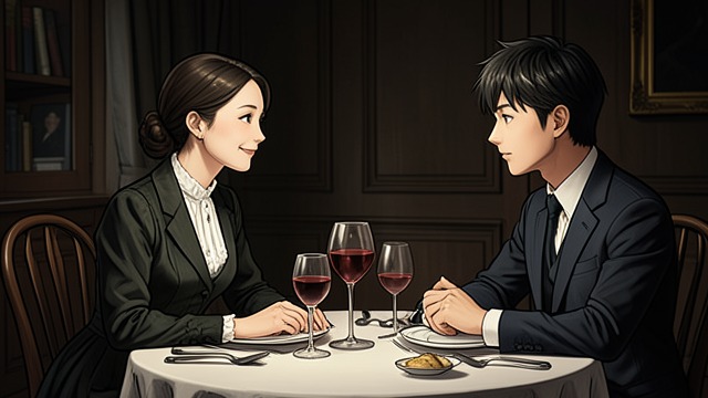 A Meeting at the Party from "Blind Willow, Sleeping Woman". A Woman with a Secret Profession A first attraction Junpei meets Kirie at a restaurant party.