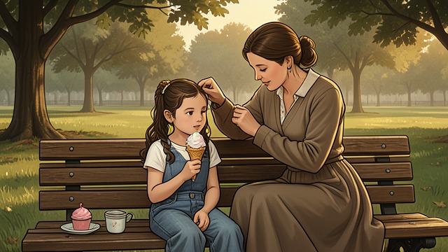 A Mother in Small Memories from "Always and Forever, Lara Jean". A Mother in Small Memories Ordinary moments preserved Lara Jean Covey remembers her mother combing her hair after baths and sharing ice cream in a parking lot.