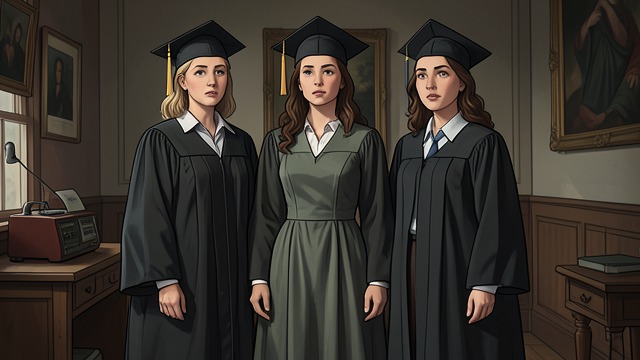 Three Sisters Going Forward from "Always and Forever, Lara Jean". Three Sisters Going Forward A family photograph Lara Jean Covey stands with Margot Song and Kitty Song at graduation, wearing a dress passed down from Margot.