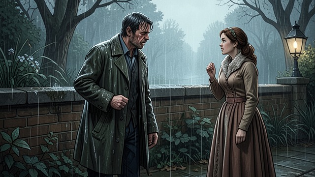 The Night Before Departure from "Dubliners". A Last Visit At the garden wall Michael Furey throws gravel at the window and waits in the rain. Gretta finds him shivering and begs him to go home.