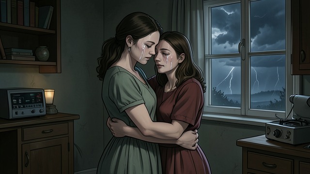 Zdenka Comforts Hana from "The Glass Room". Witnessing Pain A story received Hana tells Zdenka about giving birth to and losing her daughter.