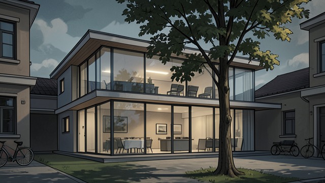 A Public Symbol in 1990 from "The Glass Room". The Ideal Revisited The house as heritage The house is presented as a symbol of modern architecture and, by some visitors, of peace.