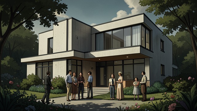 建筑师身后的住宅,《玻璃屋》中的场景。一件被重新诠释的作品 公共杰作 赖纳·冯·阿布特离开欧洲大陆许久之后,这栋住宅仍被誉为欧洲现代主义的地标。经过修复的住宅吸引了导游、记者和归来的家族成员。 公众的赞誉无法重现建筑师与委托人最初构想这栋住宅时的情境。 延续至今的遗产 这栋住宅的意义由后来的使用者塑造,从实验室工作人员到理疗师皆是如此。