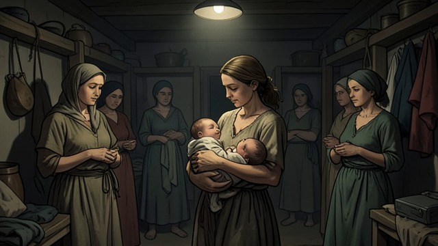 Hana’s Motherhood in the Camp from "The Glass Room". A Brief Maternal Bond Birth amid deprivation Hana gives birth to Světla under conditions of imprisonment, supported by women in her barrack.