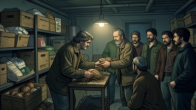 Scarcity in the City from "The Glass Room". Ordinary Needs Become Currency A city reduced to basics Město’s inhabitants live on roots, bread, fuel, and whatever can be exchanged.