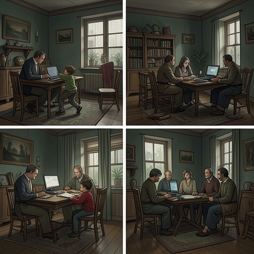 A House Used by Each Era from "The Glass Room". This flow reframes the building through the changing people who occupy it, showing how each generation makes a different use of the same space.