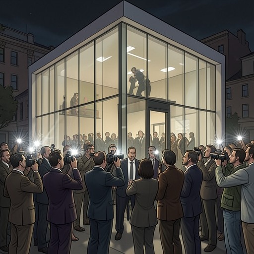 The Landauer House’s Public Reputation from "The Glass Room". This flow traces how the building is praised, criticized, appropriated, and finally presented as a piece of public heritage.