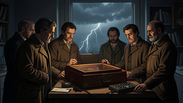 The Group Arrives from "Possession". A Collective Interruption Confrontation Roland, Maud, Blackadder, Leonora, Beatrice, Val, and Euan reach the churchyard and locate the trapped excavators.