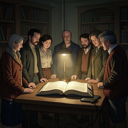 小说中不断变换的读者,《占有》中的场景。故事反复改变读者的位置,从罗兰的私人发现,转向一群阐释者,最终呈现为一部开放、共享的文本。