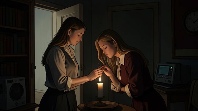 The Last Movement from "The Glass Menagerie". The Last Movement A Silent Gesture Amanda comforts Laura while Tom speaks beyond the apartment. Laura then bends over the candles and extinguishes them.