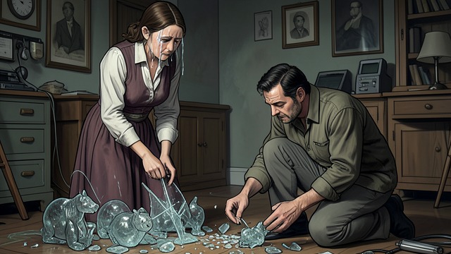 The Collection Is Shattered from "The Glass Menagerie". The Collection Is Shattered Anger Reaches Laura Tom’s coat knocks glass animals from their shelf as he tries to leave.
