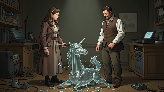 The Horn’s Loss from "The Glass Menagerie". The Horn’s Loss An Accidental Break Jim and Laura move together and strike the table, breaking the unicorn’s horn.