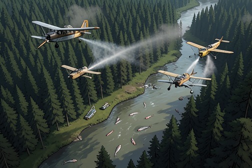DDT Spraying and Salmon Loss in the Northwest Miramichi River Basin (1954) from "Silent Spring". DDT Spraying and Salmon Loss in the Northwest Miramichi River Basin (1954) was a Canadian forest-protection campaign whose June aerial spraying killed the…