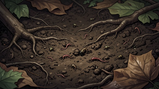 土壤的生命,《寂静的春天》中的场景。地表之下的工作 微生物活动 细菌和真菌分解动植物残骸,并帮助养分变得可供利用。其他生物则促进维持土壤肥力所必需的转化过程。 更大的贡献者 螨、跳虫、昆虫和蚯蚓参与分解与土壤通气。它们的活动将落下的植物与支持未来植物生长的土壤结构联系起来。