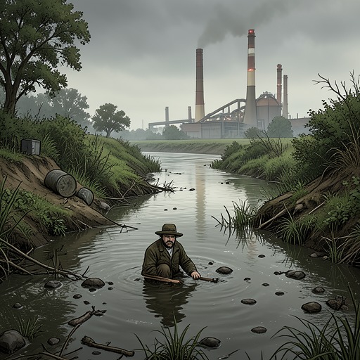 The River of Poison at Austin from "Silent Spring". This flow follows insecticide waste from industrial sewers into the Colorado River and downstream fisheries.