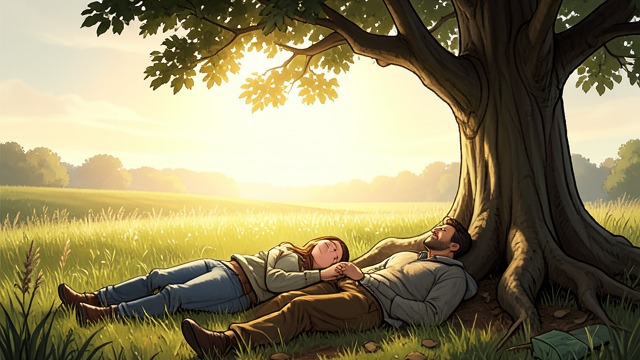 A Shared Mortal Home from "Csongor és Tünde". A Shared Mortal Home Desire answered Csongor wakes to find Tünde beside him, with the tree and a radiant dwelling restored.