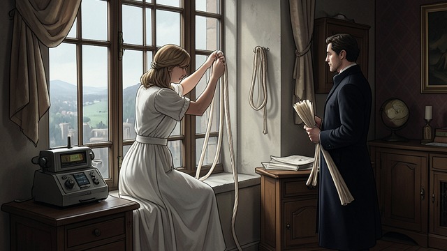 The Silk Ladder from "Rapunzel". The Silk Ladder An Exit Imagined Rapunzel agrees to marry the visitor and asks him to bring silk. She plans to weave a ladder and descend from the tower.