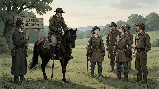 Pop Offers the Meadow from "The Darling Buds of May". A Venue Found A Simple Offer The Brigadier explains the predicament, and Pop Larkin immediately offers his meadow.