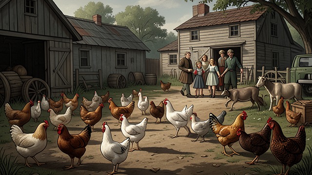 Farmyard Chorus from "The Darling Buds of May". A Living Yard Noise and Motion Hens, ducks, goats, and turkeys fill the yard as Pop Larkin brings the family home.