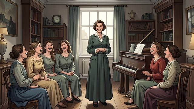 The Girls Gather from "Finnegans Wake". The Girls Gather A lively schoolroom world Jaun enters a scene populated by young women, music, and playful attention.