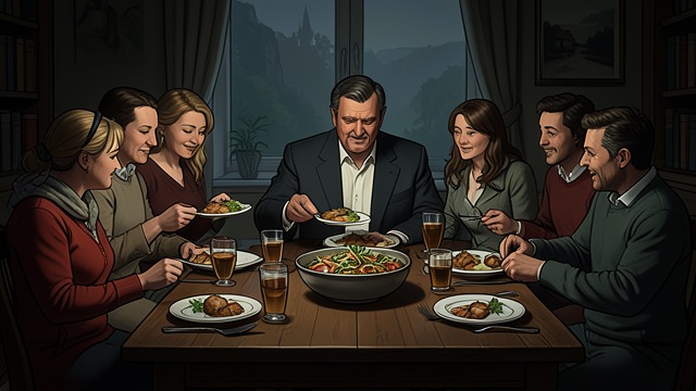 Food and Drink Circulate from "Finnegans Wake". Food and Drink Circulate The gathering feeds itself Food, drink, and hospitality move among the mourners.