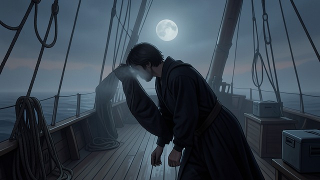 海承载着故事,《芬尼根的守灵夜》中的场景。海承载着故事 航程仍在继续 恋人和听者仍在一段尚未抵达最终彼岸的旅程之中。 亲密化为回返 他们的相会留存下来,成为一个随时能在别的时代、由别的声音重述的故事。