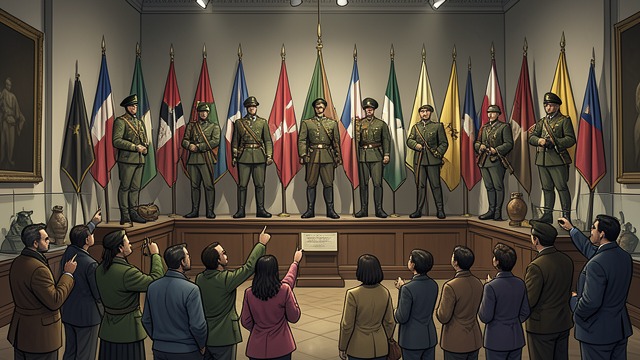 War as Monument from "Finnegans Wake". War as Monument Victory is exhibited The museum presents battle through figures, flags, and military objects.
