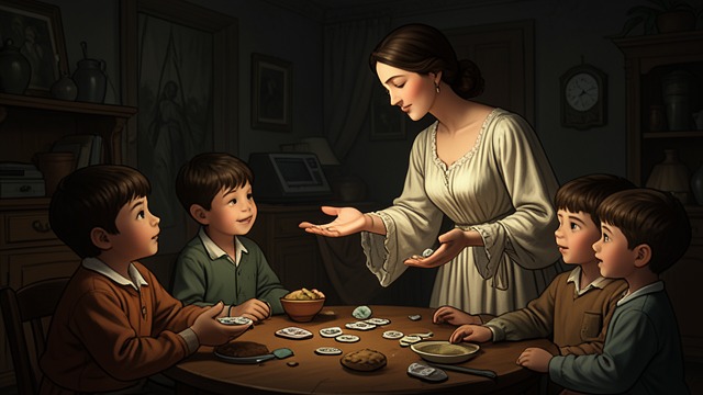 The Mother Gives Gifts from "Finnegans Wake". The Mother Gives Gifts Material care is shared Anna Livia distributes small gifts, food, and tokens to children and acquaintances.