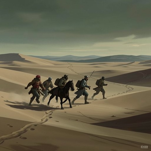 The Hound Hunt from "Finnegans Wake". This flow traces the pursuit of Earwicker through a shifting landscape, where the hunters' confident chase repeatedly ends in uncertainty and escape.