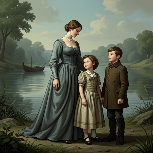 The Mother and Her Sons from "Finnegans Wake". This flow traces Anna Livia's bond with her children through domestic care, gifts, family stories, and a final departure into the river.