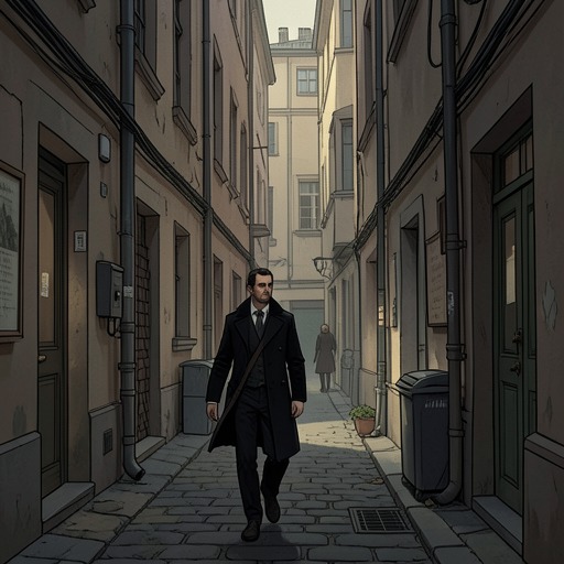 The Pursuit Across Venice from "Death in Venice". This flow follows Aschenbach’s transformation from distant observer into a furtive pursuer through the city’s labyrinth.