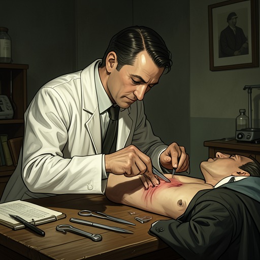 Bardamu’s Medical Career from "Journey to the End of the Night". This flow traces Bardamu’s attempt to turn medical training into a livelihood and the moral compromises his practice repeatedly imposes.