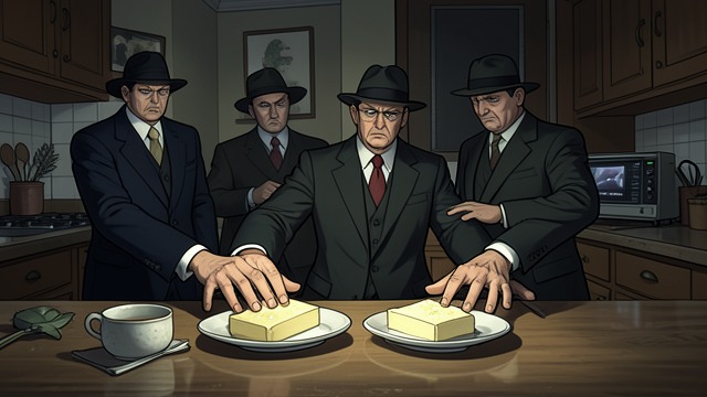 The Butter Dispute from "Mr. & Mrs. Smith". The Butter Dispute A small mistake John brings salted butter although Jane requested unsalted.