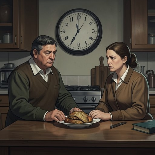 The Seven O’Clock Dinner from "Mr. & Mrs. Smith". The recurring dinner promise evolves from a mundane household routine into a mask for mutual suspicion and finally a reminder of the life the couple must…