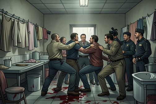 Los Caciques members are massacred in prison from "2666". The prison massacre of members of Los Caciques turns the killing of Linda Vazquez into a spectacle of retaliation inside the Santa Teresa penitentiary.