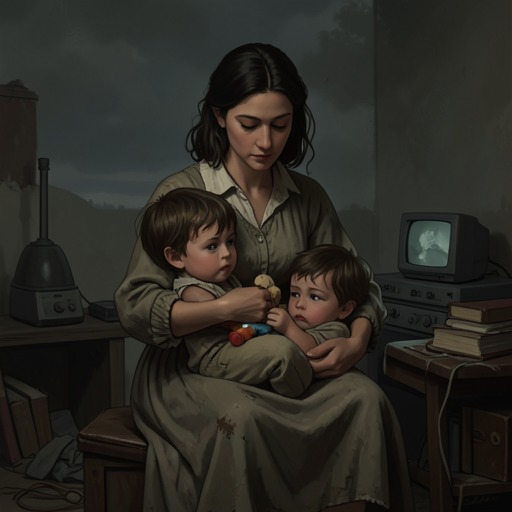 Ammu and Her Children from "The God of Small Things". This emotional thread traces Ammu’s intense love for Rahel and Estha, strained by exclusion and poverty, and the separation that denies them a shared future.