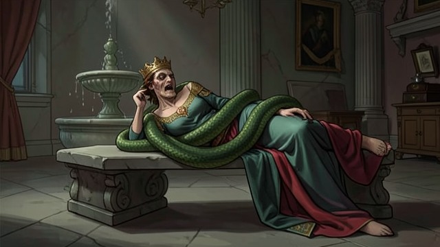 The Queen’s Death from "The Silver Chair". A Fatal Encounter A serpent in the glade Rilian’s mother rests beside a fountain when a great green serpent bites her.